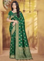 Silk Green Festival Wear Zari Work Saree